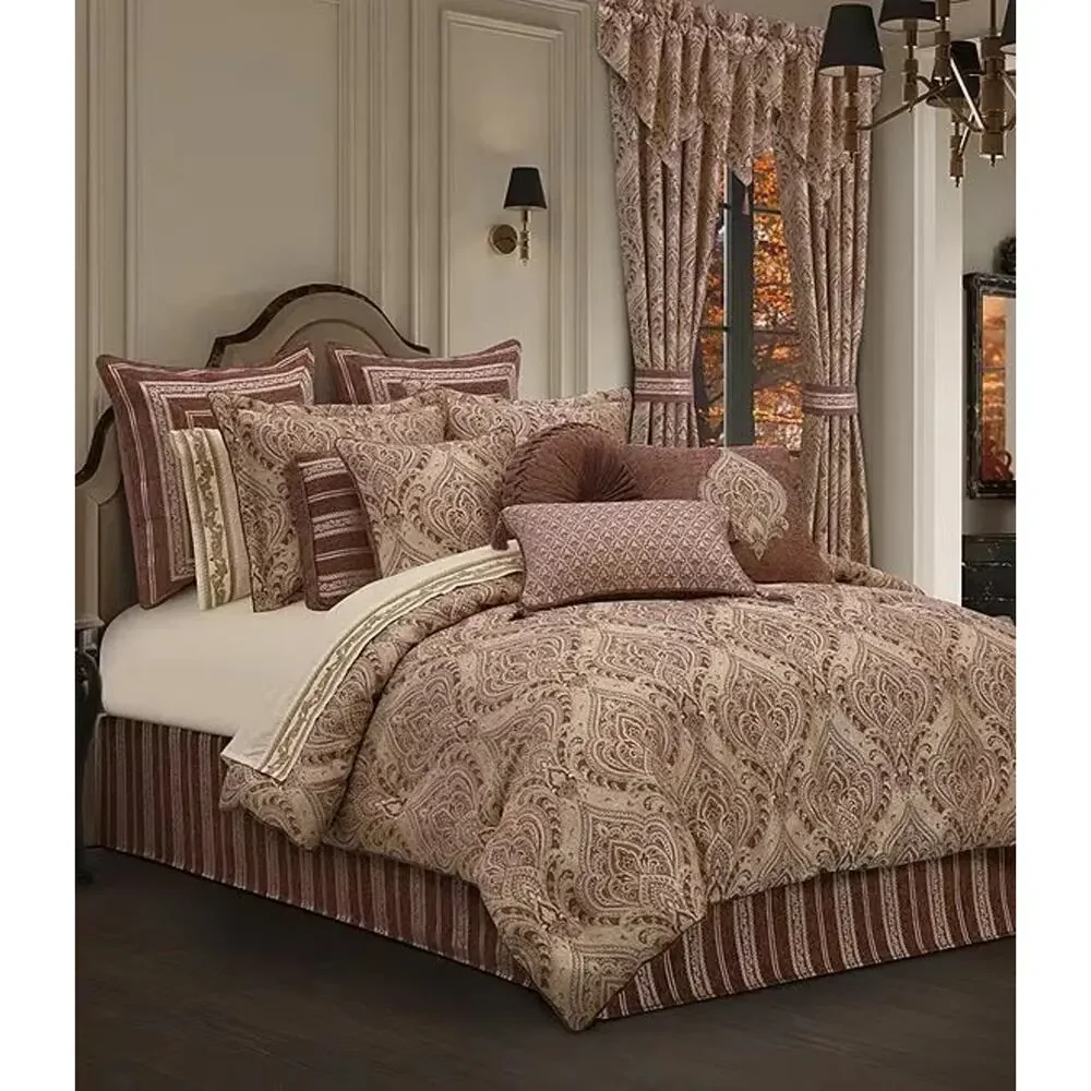 J Queen New York Lupita Woven Chenille Striped Euro Sham New Terracotta 26 x 26